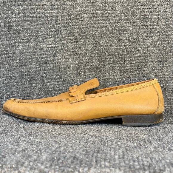 Salvatore Ferragamo Mens 10.5 Tan Leather Almond Toe Slip on Loafers Italy Braid main image 5